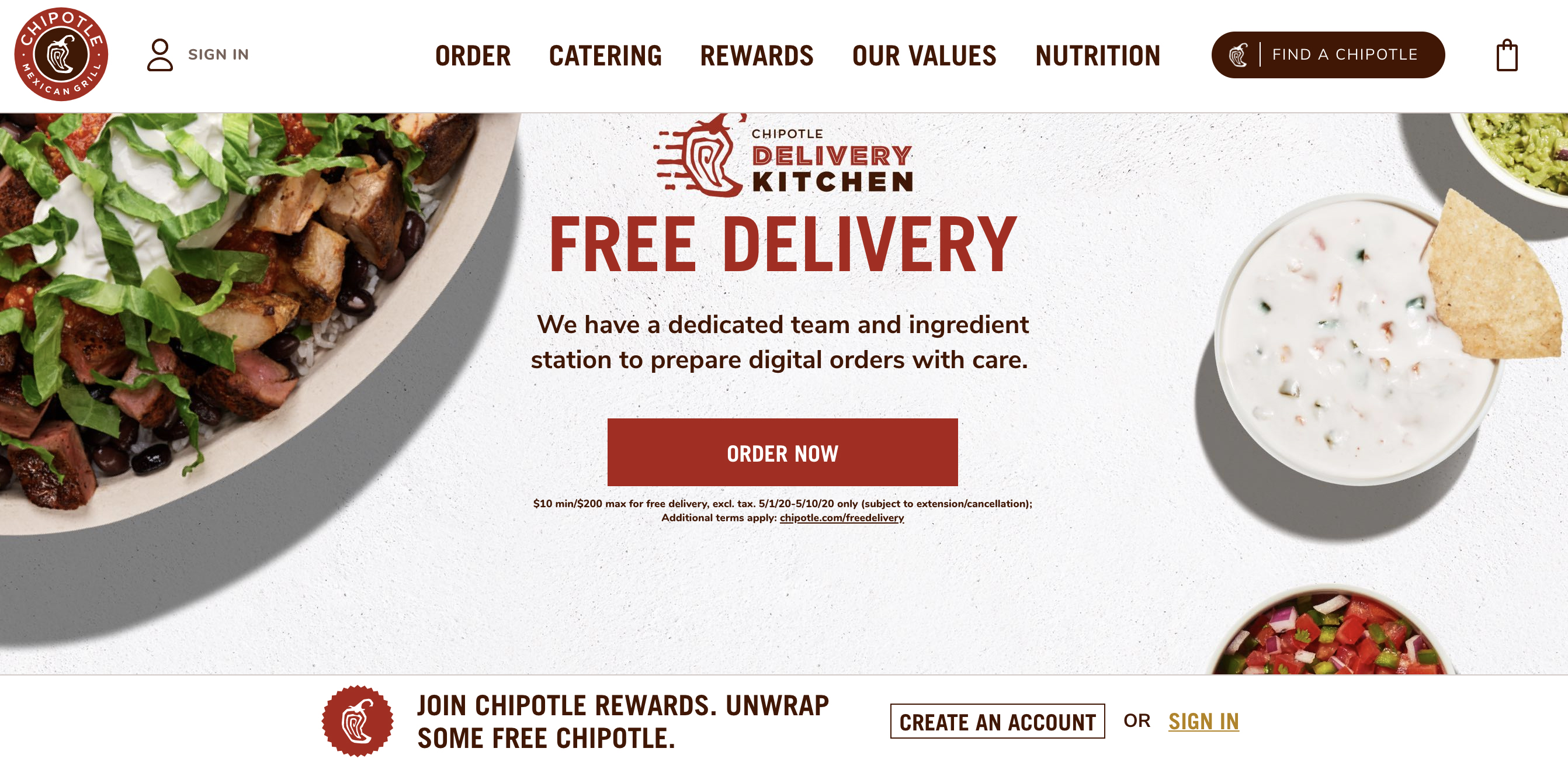 Image of chipotle.com homepage