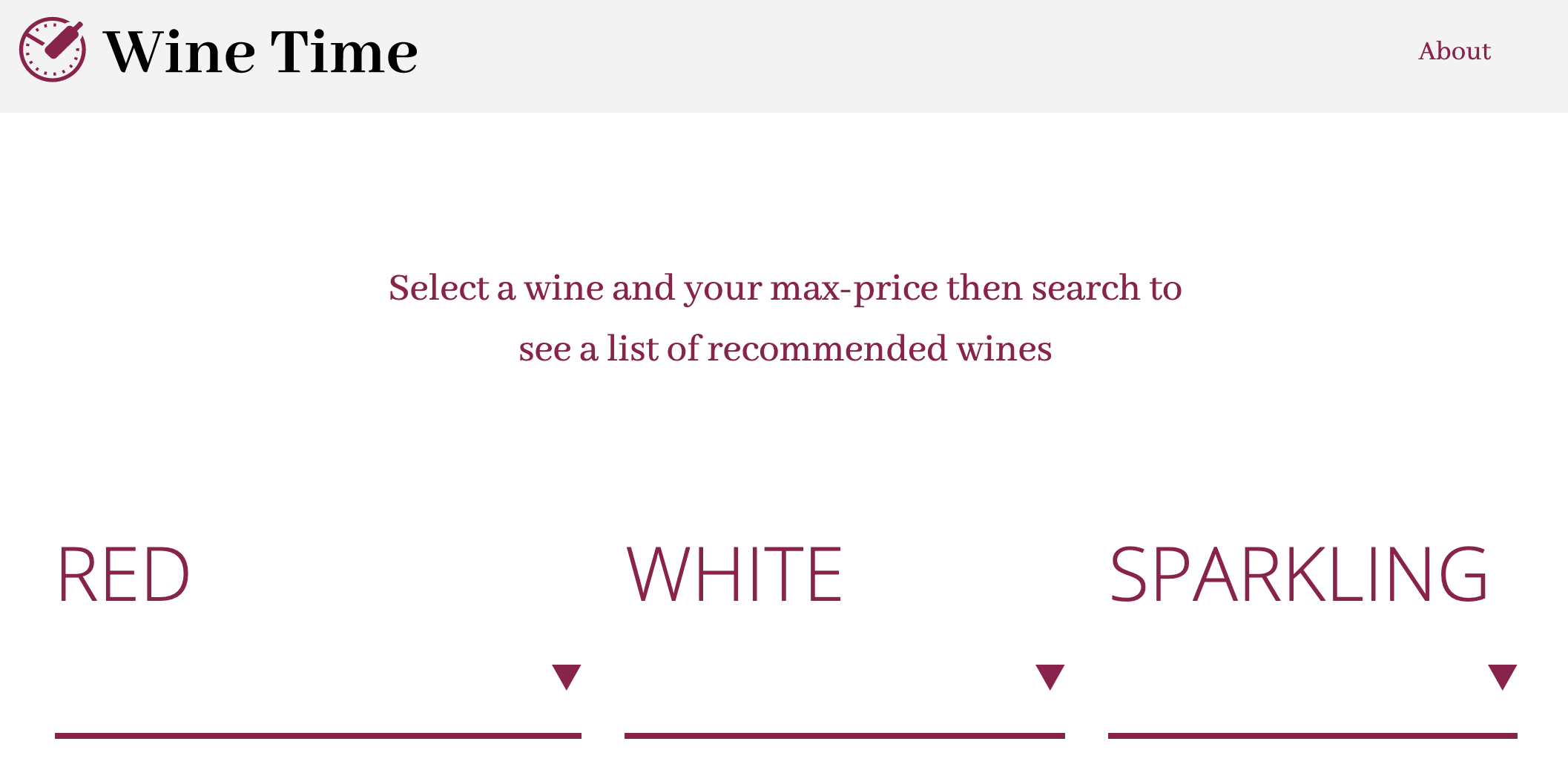 screenshot of wine-time app with added instructions statement